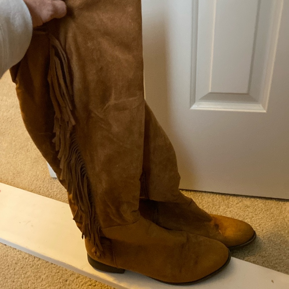 Light brown suede-like knee high boots size 9